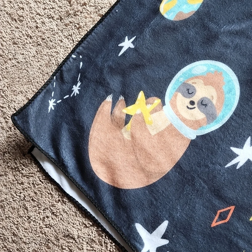 Cute kids space sloth beach towel blanket